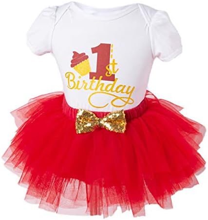 Облекло за Тортата на 1-2 рожден ден за Малки Момичета, Гащеризон + Фатиновая Пола + Превръзка на главата с пайети, Комплект Дрехи Принцеса