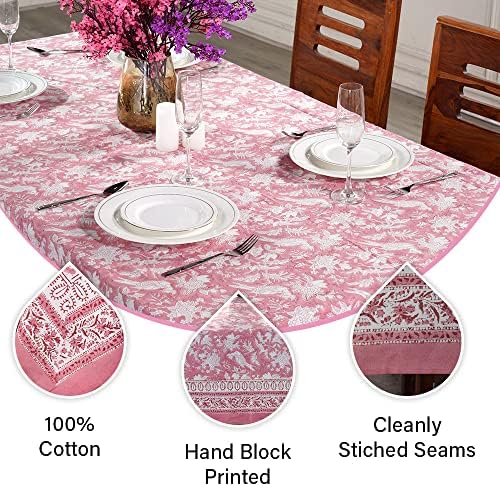 Cotton Print Club - Правоъгълна Покривка от памук, Рубинено-Червен цвят, за масата за хранене в Фермерска къща, Великденски партита