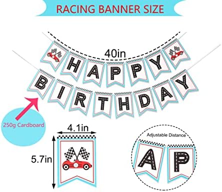 Ретро състезателни банер честит рожден ден - Банер честит рожден Ден, на парти в чест на състезания, украса за състезателна партита.