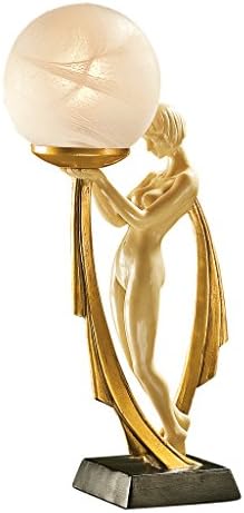 Дизайн Toscano Скулптура на Дезире в стил арт деко с подсветка, два тона Слонова кост и злато