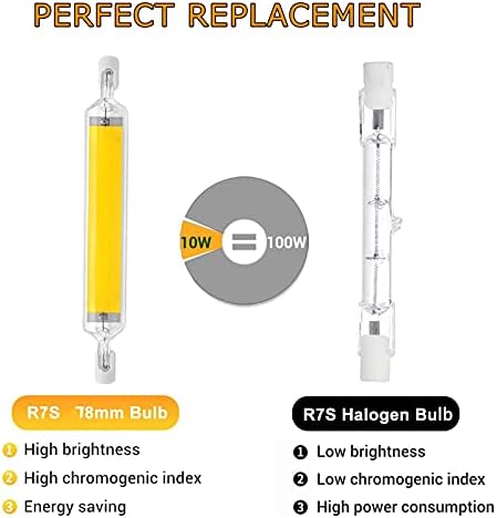Led лампи R7s с регулируема яркост 78 мм, Led заместител на 150 W халогенни лампи, 10 W R7S Двустранен прожектор J78 (3,07 инча) T3 R7S