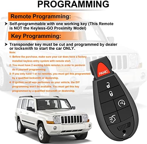 SaverRemotes 5 Ключ, Ключодържател, който е Съвместим за 2008-2010 Jeep Grand Cherokee 2008-2010 Jeep Commander Дистанционно Управление