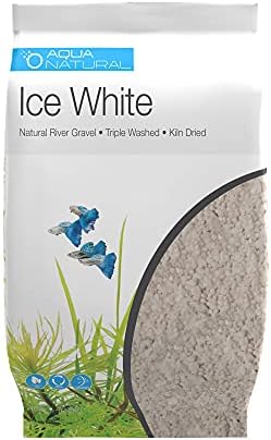 Чакъл в основата Aqua Natural Ice White на 10 паунда за акваскейпинга, Аквариуми, вивариев и террариумов 4-6 мм, Бял