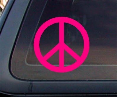 РОЗОВА Стикер На Кола Със Знака на Мира /Sticker