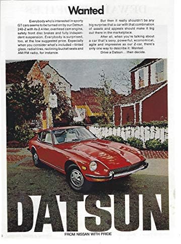 Оригиналната журнальная Печатна реклама 1972 г. №1 Datsun 240 Z