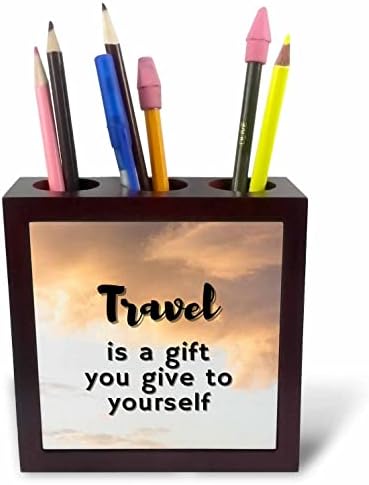 3dRose Прости оферта за пътуване и текст за пътуване в подарък. - Държачи за химикалки Tile (ph-366192-1)