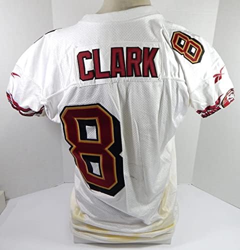 Бяла риза Сан Франциско 49ерс Кларк №8, Издаден за игра 50 DP28764 - Използваните тениски За игри NFL Без подпис
