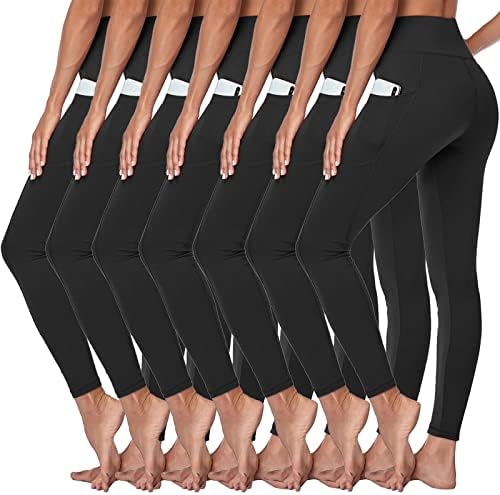 Дамски Гамаши с висока талия SYRINX 7 в опаковка - Мазни Меки Панталони за Йога с контрол на корема за тренировка и Бягане
