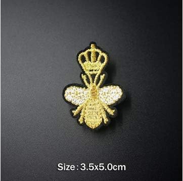 2 пчелите Гали пришитую Нашивку с бродерия Икона 35x50 мм Жълта Апликация от насекоми Кралската Корона (R083)