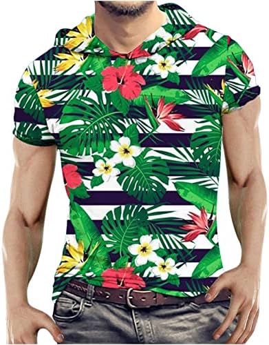 Летни Ризи за Мъже, Хавайска Тениска, Тропически Риза Алоха, Празнична Ежедневни Тениска С Къс Ръкав, Приталенная Блуза С Качулка, Топ