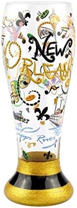 Декоративен висок Рисувана чаша бира Pilsner с надпис New Orleans, Bourbon Street на най-горния рафт; Уникални подаръци за приятелите