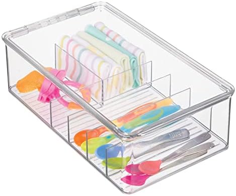 mDesign Штабелируемый Пластмасов Контейнер-органайзер за съхранение на кухненски шкафове, килер, Плот - Настанява Деца, Комплекти за