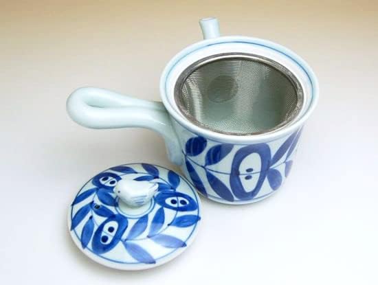 Японски Чайник Kyusu Ceramic 12,8 унция Arita Imari фаянс Произведено в Япония Порцеланов Чайник за Зелен чай Ruri konoha