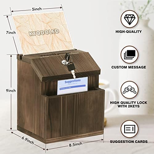 Дървена кутия за предложения KYODOLED с ключ, монтиран на стената, Селски кутия за гласуване, Кутията за Дарения, Кутия за ключове с