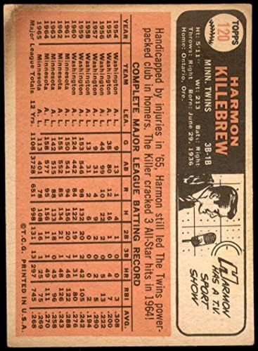1966 Topps 120 Хармън Киллебрю Миннесотские близнаци (Бейзболна картичка) СПРАВЕДЛИВИ близнаци