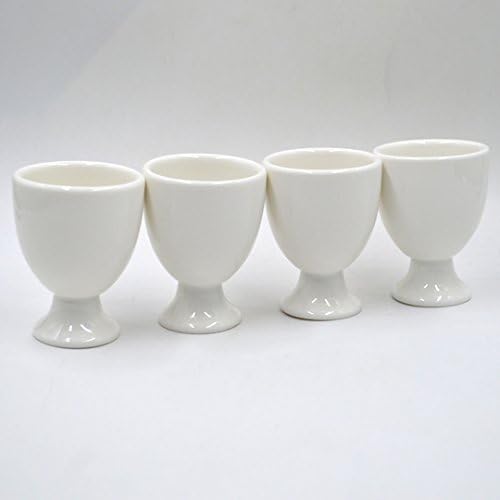 Чашки за яйца Goclothod, комплект от 4 бели порцеланови чаши за твърдо сварени яйца