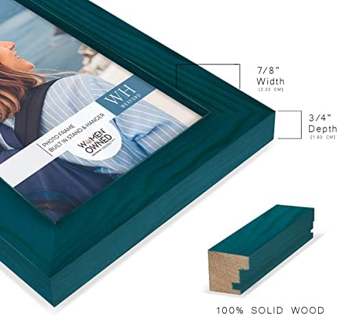 Галерия от снимки Рамка за снимки с размер 3,5x5 инча, цвят на Морска вълна, синя, зернистая, в модерен стил, изработени от масив, дърво