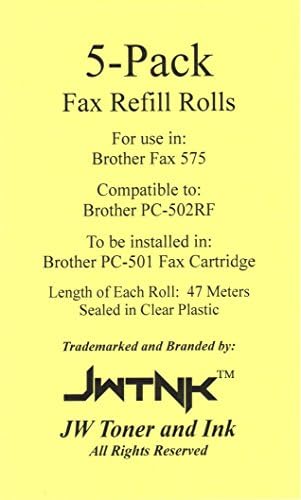 5 опаковки ролки за зареждане лента за факс филм на PC-502RF, Съвместими с Brother Fax 575