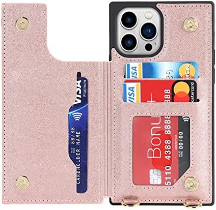 Чанта-портфейл Jaorty по рамото за iPhone 13 Pro с отделение за карти памет, Калъф-книжка с магнитна закопчалка-фолио за iPhone 13 Pro,