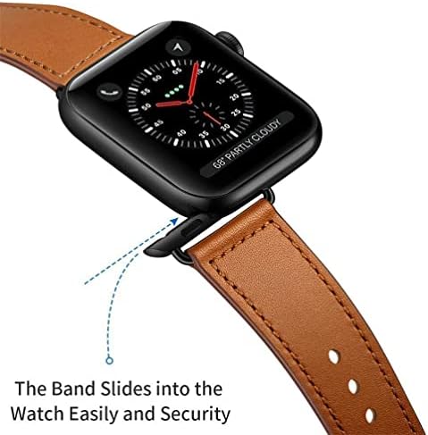 KYISGOS Съвместим с Apple Watch Каишка от естествена кожа 49 мм 45 мм 44 мм 42 мм Черен и кафяв