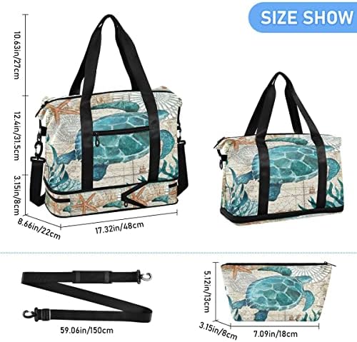 Пътна Спортна чанта-Тоут Ocean Sea Turtle, Спортна Спортна чанта с Мокри Джоб, Чанта за през нощта за жени, Мъжка Спортна чанта, чанта