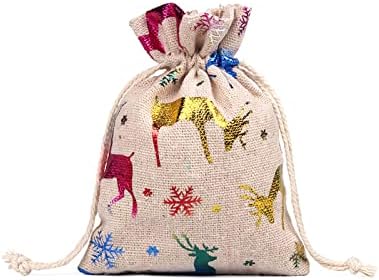 Guolarizi Бельо Джоба Коледна Чанта За Съхранение на шоколадови Бонбони Памучен Подарък Чанта От съвсем малък спално Бельо, Чанти За
