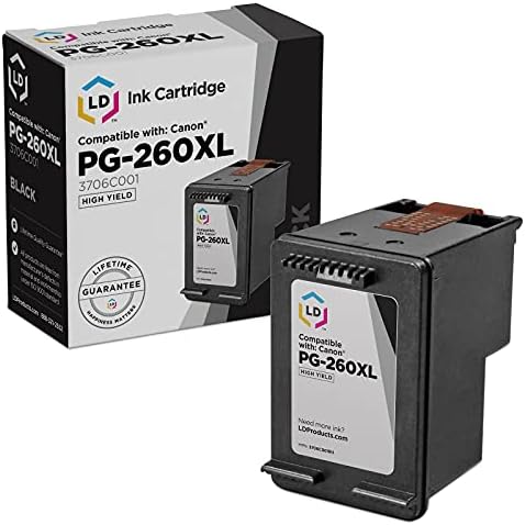 LD Products Възстановена Смяна на касети с мастило Canon 260 3706C001 260XL 260 XL PG-260 XL, съвместим с Pixma TR7020 TS5320 TS6420