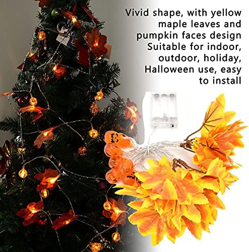 ZRQYHN Жълти Кленови Листа-Led Лампа-Венец във формата на Тиква с 20 светодиода на Батерията на Дистанционното Управление за Ограда и