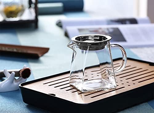 Кана за чай Prettyard Glass Fair Mug Gongfu с Филтрираща капак от Неръждаема стомана - Квадратна форма (около 300 мл), опаковка по 1