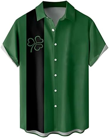 DSODAN Деня на Св. Патрик Мъжки Ризи с копчета С Къс Ръкав в Ежедневието Плажни Върховете Зелен Графичен Плюс Размер Риза За Боулинг