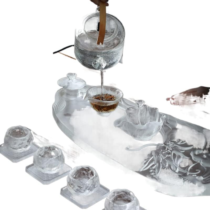 Висококачествен чай на замразено глазированного стъкло с домашно осветление, луксозна благородна работа от бял нефрит яп. яп. яп. яп.