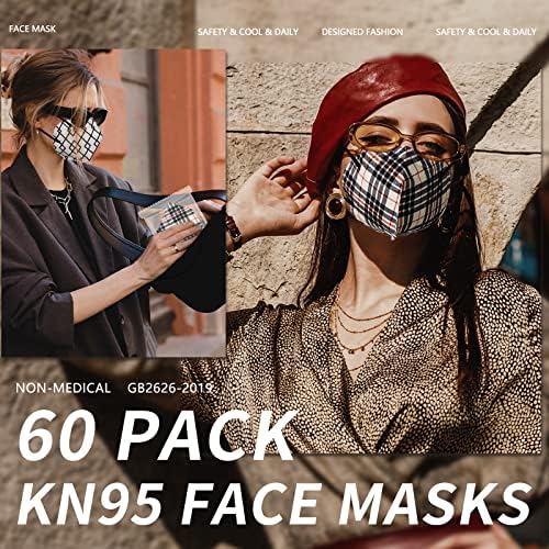 Маски за лице KN95, 60 Опаковки Маски KN95 в индивидуална опаковка, 5-слойная Маска за лице с Дизайн за Възрастни Жени Мъже