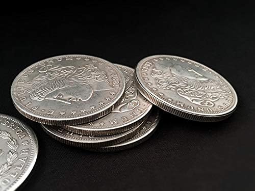 Комплект мивки, Морган долара и монети (5 монети + 1 Мивка главата + 1 Мивка опашката) Фокуси отблизо Илюзии Трик Подпори Магията на