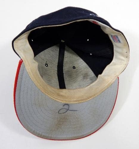 1990-92 Кливланд Индианс Алекс Коул 2 Използвана в играта тъмно синя шапка 7.25 DP22760 - Използваните в играта шапки MLB