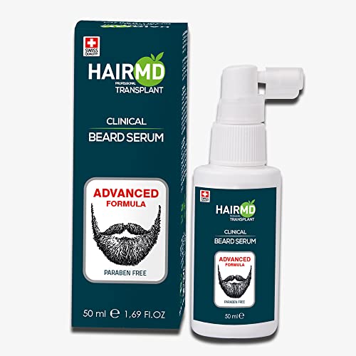 HairMD Серум за растеж на брада – Клинични серум за мустаците и брадата с биотин, кератин, аминокиселини – Серум за растеж на косата