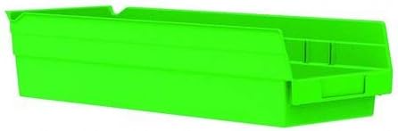 Зелен контейнер за съхранение на рафт, 17-7/8 L x 6-5/8W x 4H, Вътрешна височина: 4 инча