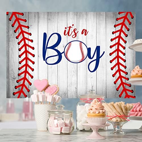 Бейзбол Lofaris 5x3 фута, Това е фон за душата на детето, за момче, Нашият Малък Нов банер Qay, Сив, в селски стил, Украса за бейзбол парти за Рожден Ден, Пол, Разкриващ Фон за