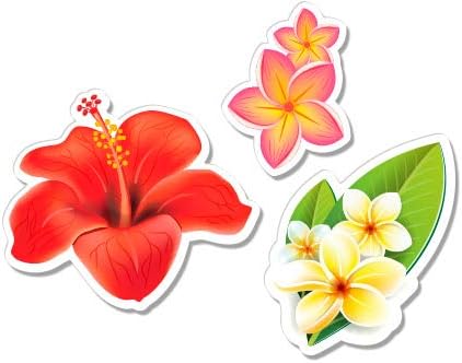 GT Graphics Хавайски цветя Комплект от 3 Винилови стикери Водоустойчив Стикер