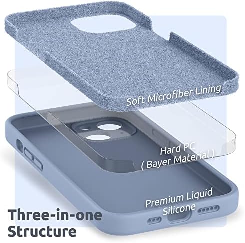 Силиконов калъф SURPHY Sierra Blue + 3 опаковки протектори за iPhone 13 6,1 инча (випуск 2021 година)