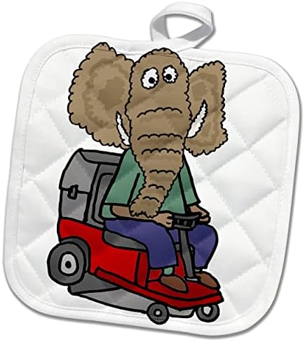 3dRose Забавен Сладък един слон теле на Газонокосилке за езда с Анимационни модел - кухненски ръкавици (phl-362140-1)