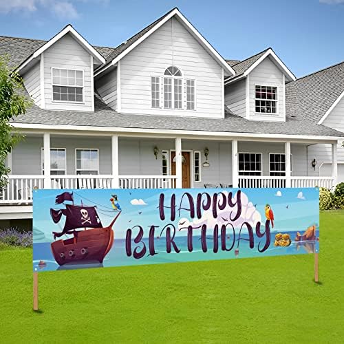 Пират Банер Кимини-Ки честит Рожден Ден, Аксесоари за Пиратски партита, Пиратски украса за рожден Ден на Момче, Украса за рожден Ден