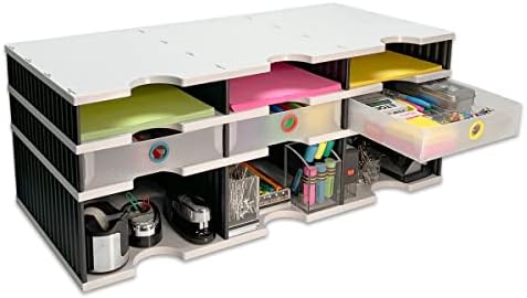 Настолен органайзер с 6-пощенска кутия за сортиране на писма, стойка за съхранение и 3 чекмеджета за консумативи - TierDrop Plus Съхранява