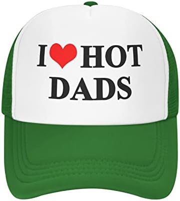 I Love Heart Hot Dads Шапка Унисекс За Възрастни Шапки шофьор на камион Регулируема Шапка за Възрастни Класически Рибарски Шапки