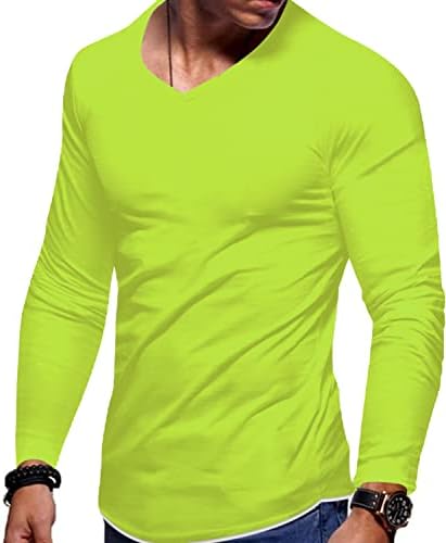 iWoo Мъжки Тениски с V-образно деколте, Тениски За тренировка на мускулите, Ежедневни, Пуловери, Блузи Контрастни Цветове, Основни Тениска,