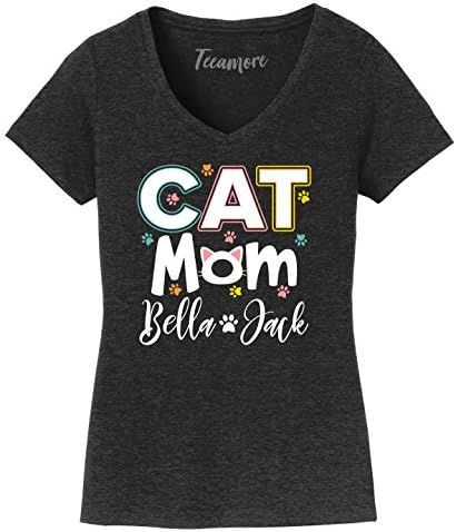 Ден на Майката Котка Майка Потребителска Риза Дамски Скъпа Котешка Лапа Графична Тениска За Любителите на Котки С V-образно деколте
