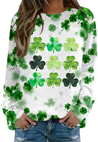 CGGMVCG Дневната Риза на Св. Патрик Жена С Дълъг Ръкав Дамски Модни Оверсайз с Цип Дълги Зелени Потници за Жени St Patricks