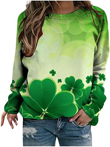 Дамски Hoody на Деня на Св. Патрик, Блузи с Принтом Ирландски Централи, Тениски с Изображение, Детелина, Блузи с Дълъг ръкав, Пуловери