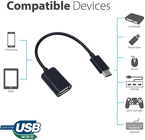 Адаптер Big-e OTG USB-C 3.0 (2 комплекта), съвместим с вашия LG V40, Q70, G8X ThinQ за мултифункционални функции, като например клавиатури,