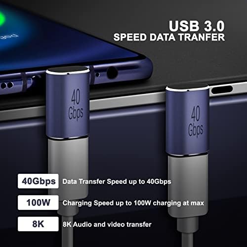 Findeed C USB Male to USB C Female-USB Адаптер-с 90 Градуса, Правоъгълен адаптер UBC Male to Female за ключа, MacBook pro / air, таблет