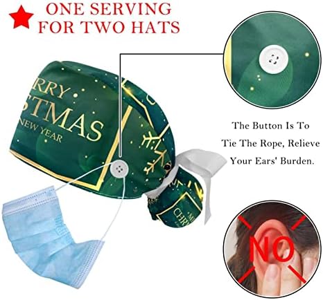 2 Опаковане на Коледни шапки за еднократна употреба-Ексфолианти за медицински Сестри С Снеговиком, Жена с Дълга Коса, Регулируема Капачка